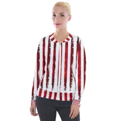 Red Stripes Velvet Zip Up Jacket by goljakoff