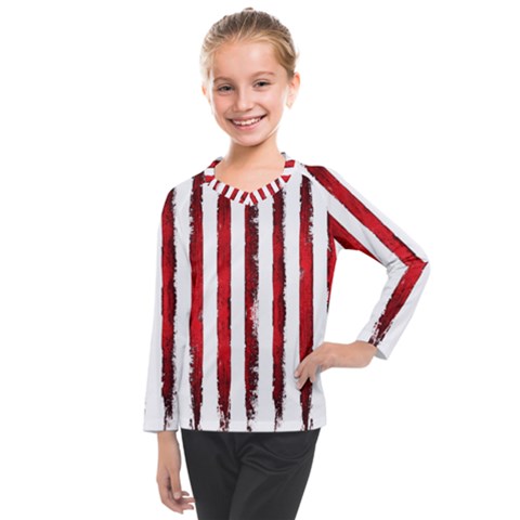 Red Stripes Kids  Long Mesh Tee by goljakoff