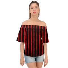 Red Lines Off Shoulder Short Sleeve Top by goljakoff
