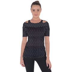 Stars On Black Ink Shoulder Cut Out Short Sleeve Top by goljakoff