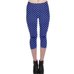 Stars Blue Ink Capri Leggings  by goljakoff