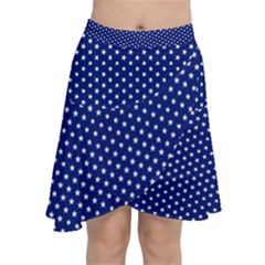 Stars Blue Ink Chiffon Wrap Front Skirt by goljakoff