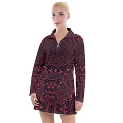 Burgundy Women s Long Sleeve Casual Dress by LW323