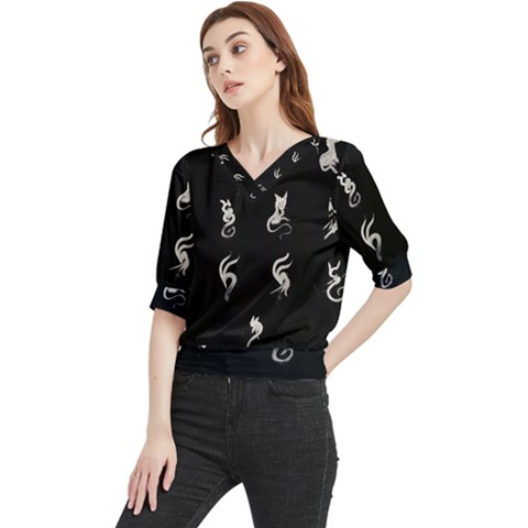 Katzen Cats Katzen Cats Quarter Sleeve Blouse by WetdryvacsLair