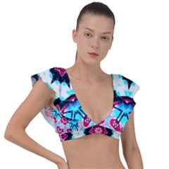 Raspberry Plunge Frill Sleeve Bikini Top by LW323