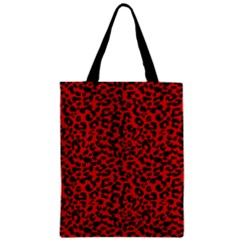 Red And Black Leopard Spots, Animal Fur Zipper Classic Tote Bag by Casemiro