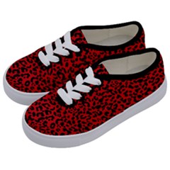 Red And Black Leopard Spots, Animal Fur Kids  Classic Low Top Sneakers by Casemiro