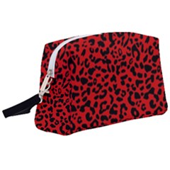 Red And Black Leopard Spots, Animal Fur Wristlet Pouch Bag (large) by Casemiro