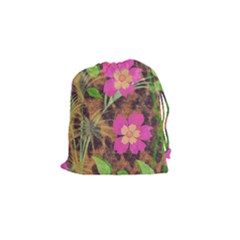 Jungle Floral Drawstring Pouch (small) by PollyParadise