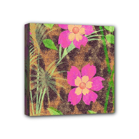 Jungle Floral Mini Canvas 4  X 4  (stretched) by PollyParadise