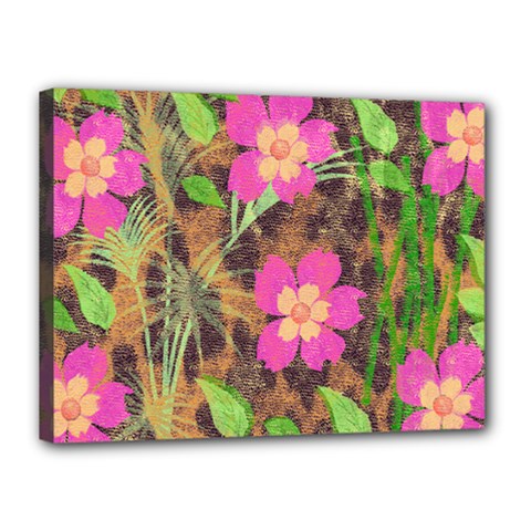 Jungle Floral Canvas 16  X 12  (stretched) by PollyParadise