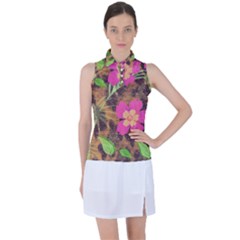 Jungle Floral Women s Sleeveless Polo Tee by PollyParadise