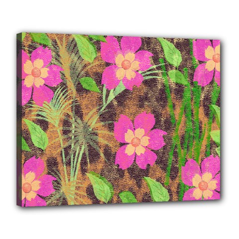 Jungle Floral Canvas 20  X 16  (stretched) by PollyParadise