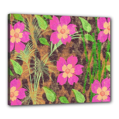 Jungle Floral Canvas 24  X 20  (stretched) by PollyParadise