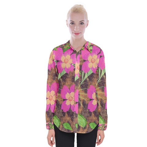 Jungle Floral Womens Long Sleeve Shirt by PollyParadise