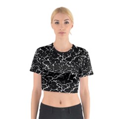 Black And White Grunge Abstract Print Cotton Crop Top