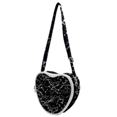 Black And White Grunge Abstract Print Heart Shoulder Bag by dflcprintsclothing