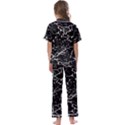 Black And White Grunge Abstract Print Kids  Satin Short Sleeve Pajamas Set View2