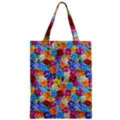 Pansies  Watercolor Flowers Zipper Classic Tote Bag by SychEva