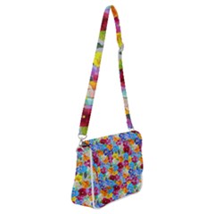 Pansies  Watercolor Flowers Shoulder Bag With Back Zipper by SychEva