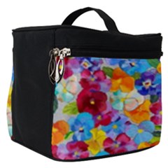 Pansies  Watercolor Flowers Make Up Travel Bag (small) by SychEva