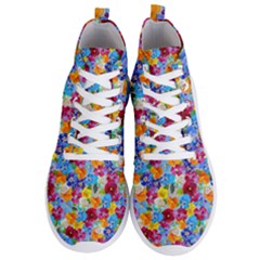 Pansies  Watercolor Flowers Men s Lightweight High Top Sneakers by SychEva