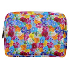 Pansies  Watercolor Flowers Make Up Pouch (medium) by SychEva
