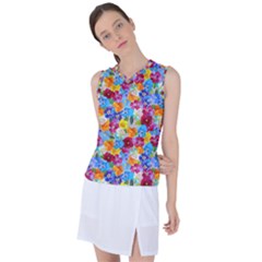 Pansies  Watercolor Flowers Women s Sleeveless Sports Top by SychEva