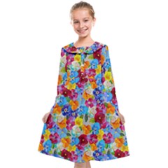 Pansies  Watercolor Flowers Kids  Midi Sailor Dress