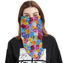 Pansies  Watercolor Flowers Face Covering Bandana (triangle) by SychEva