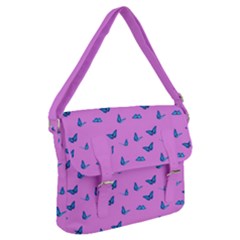 Blue Butterflies At Pastel Pink Color Background Buckle Messenger Bag by Casemiro