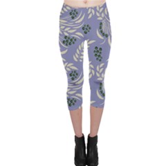 Folk floral pattern. Abstract flowers surface design. Seamless pattern Capri Leggings 