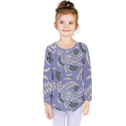 Folk Floral Pattern  Abstract Flowers Surface Design  Seamless Pattern Kids  Long Sleeve Tee by Eskimos