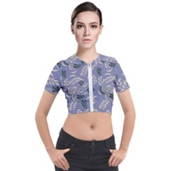 Folk floral pattern. Abstract flowers surface design. Seamless pattern Short Sleeve Cropped Jacket