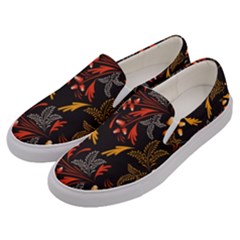 Folk Floral Pattern  Abstract Flowers Surface Design  Seamless Pattern Men s Canvas Slip Ons by Eskimos