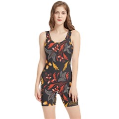 Folk Floral Pattern  Abstract Flowers Surface Design  Seamless Pattern Women s Wrestling Singlet by Eskimos