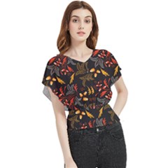 Folk Floral Pattern  Abstract Flowers Surface Design  Seamless Pattern Butterfly Chiffon Blouse