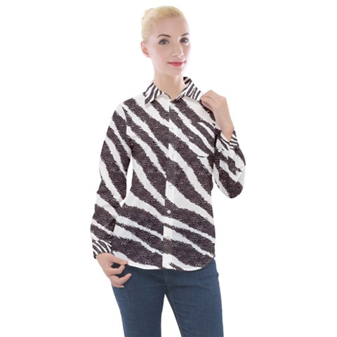 Zebra Women s Long Sleeve Pocket Shirt by PollyParadise