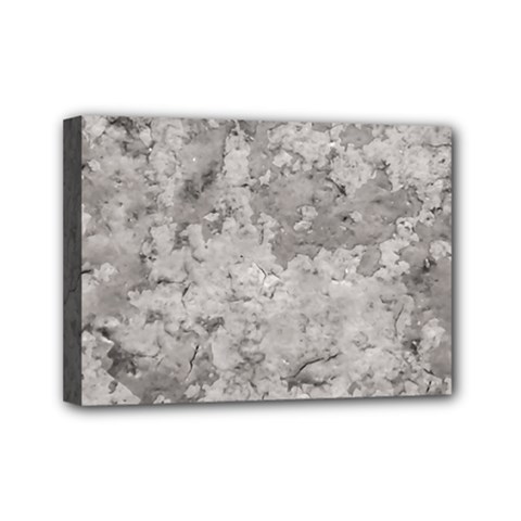 Silver Abstract Grunge Texture Print Mini Canvas 7  x 5  (Stretched)