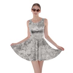 Silver Abstract Grunge Texture Print Skater Dress