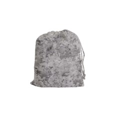 Silver Abstract Grunge Texture Print Drawstring Pouch (Small)