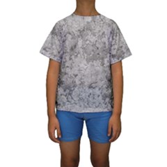 Silver Abstract Grunge Texture Print Kids  Short Sleeve Swimwear