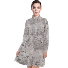 Silver Abstract Grunge Texture Print Long Sleeve Chiffon Shirt Dress