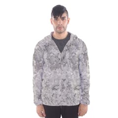 Silver Abstract Grunge Texture Print Men s Hooded Windbreaker