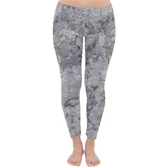 Silver Abstract Grunge Texture Print Classic Winter Leggings