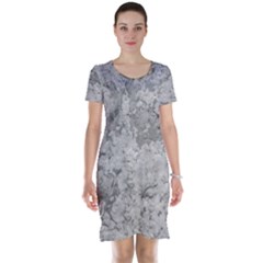 Silver Abstract Grunge Texture Print Short Sleeve Nightdress