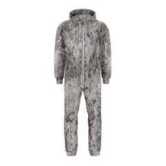 Silver Abstract Grunge Texture Print Hooded Jumpsuit (Kids)
