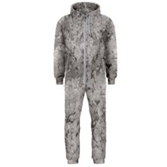 Silver Abstract Grunge Texture Print Hooded Jumpsuit (Men) 