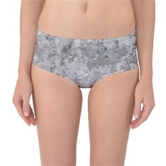 Silver Abstract Grunge Texture Print Mid-Waist Bikini Bottoms