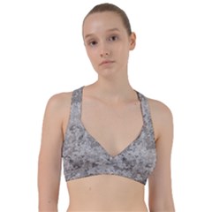 Silver Abstract Grunge Texture Print Sweetheart Sports Bra